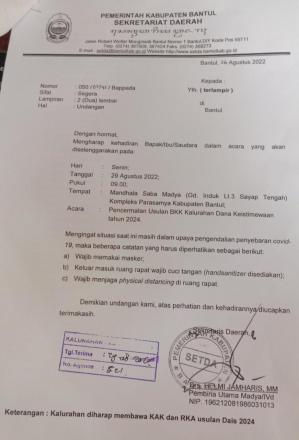 Percermatan usulan BKK Kalurahan Danais tahun 2024