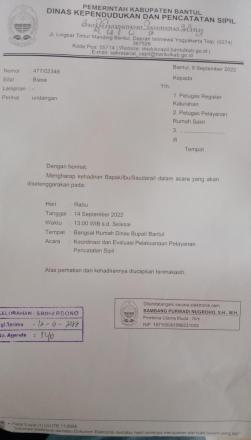 Koordinasi dan Evaluasi Pelayanan Pencatatan Sipil