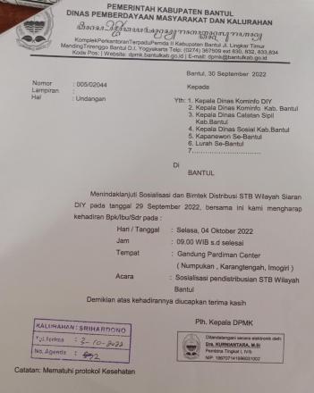 Sosialisasi Pendistribusian STB Wilayah Bantul